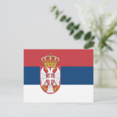 Briefkaart met de vlag van Servië (Staand voorkant)