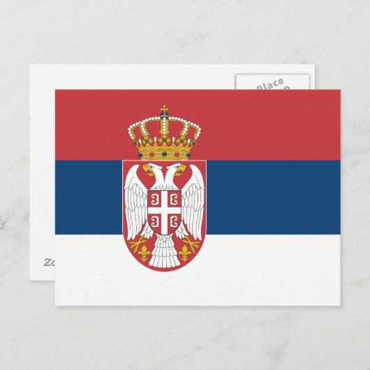 Briefkaart met de vlag van Servië (Voorkant / Achterkant)
