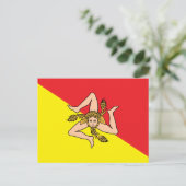 Briefkaart met de vlag van Sicilië, Italië (Staand voorkant)