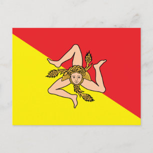 Briefkaart met de vlag van Sicilië, Italië