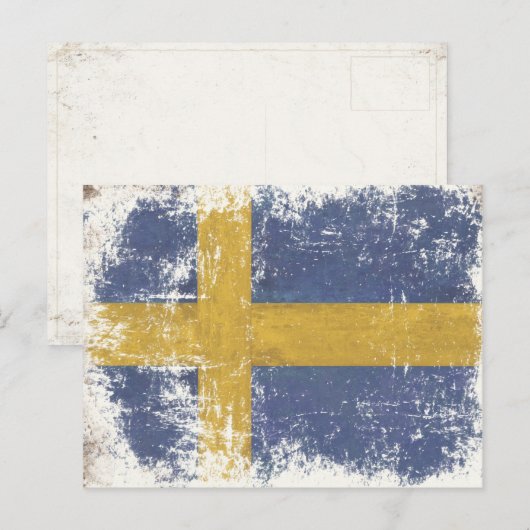 Briefkaart met de  vlag van Zweden (Voorkant / Achterkant)
