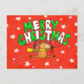 Briefkaart met de zoete kerstrenrenrender van Nico (Voorkant)