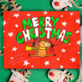 Briefkaart met de zoete kerstrenrenrender van Nico