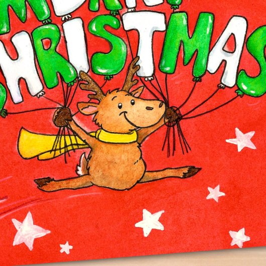 Briefkaart met de zoete kerstrenrenrender van Nico