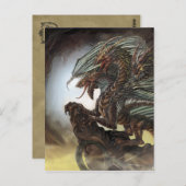 briefkaart met drie koppen draak (Voorkant / Achterkant)