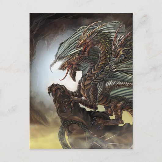 briefkaart met drie koppen draak (Voorkant)