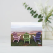 Briefkaart met drie stoelen (Staand voorkant)