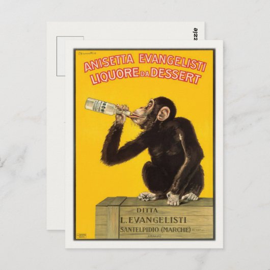 Briefkaart met Drink aap-Poster (Voorkant / Achterkant)