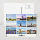Briefkaart met een collage van windmolens in Neder (Voorkant / Achterkant)