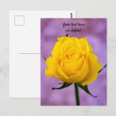 Briefkaart met één gele rozenrog (Voorkant / Achterkant)