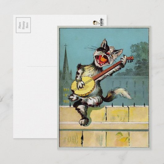  Briefkaart met één kat (Voorkant / Achterkant)