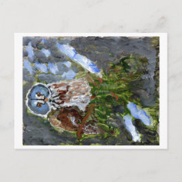 Briefkaart met een rode blauwe baard