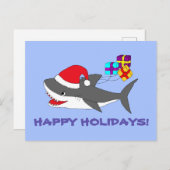 Briefkaart met een schattige feestelijke haai (Voorkant / Achterkant)
