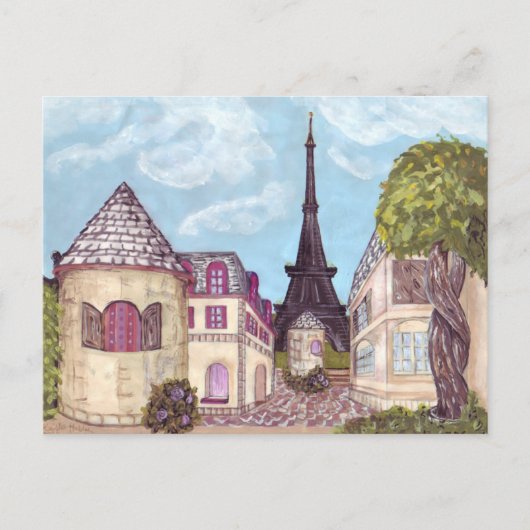 Briefkaart met Eiffeltoren in Parijs (Voorkant)