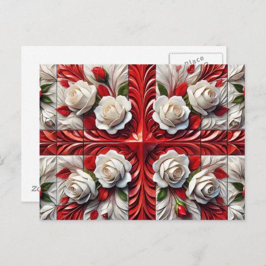 Briefkaart met Engels Rozen Design (Voorkant / Achterkant)