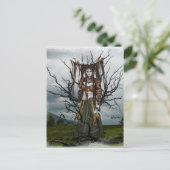 briefkaart met fantasievaardigers heks (Staand voorkant)