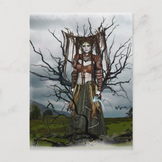 briefkaart met fantasievaardigers heks (Voorkant)