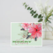 Briefkaart met feestdag in Poinsettia (Staand voorkant)