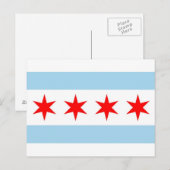Briefkaart met Flag of Chicago, Illinois State, Ve (Voorkant / Achterkant)