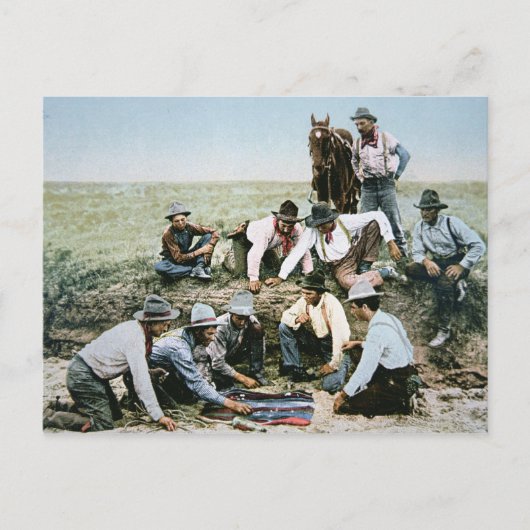 Briefkaart met foto's van cowboys voor het afschie (Voorkant)