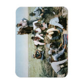 Briefkaart met foto's van cowboys voor het afschie magneet (Verticaal)