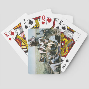 Briefkaart met foto's van cowboys voor het afschie speelkaarten