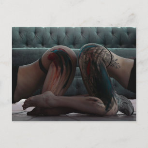 Briefkaart met foto's van geverfde dames