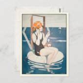 Briefkaart met  Franse zomerillustratie (Voorkant / Achterkant)