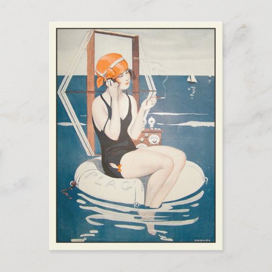 Briefkaart met  Franse zomerillustratie (Voorkant)