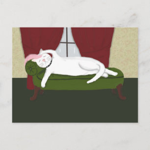 Briefkaart met Funny High Drama Kat Illustratie