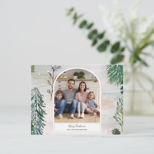 Briefkaart met gekantelde winterkerstfoto's (Staand voorkant)