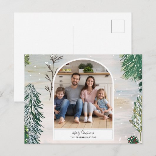 Briefkaart met gekantelde winterkerstfoto's (Voorkant / Achterkant)