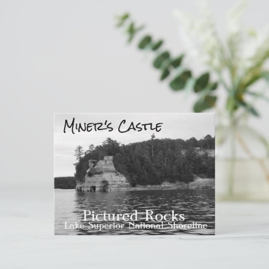 Briefkaart met gekonfijte Rocks als kasteel van Mi (Staand voorkant)