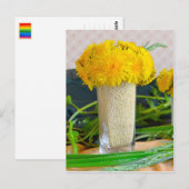 Briefkaart met gele andelionen (Voorkant / Achterkant)