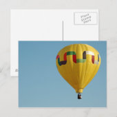 Briefkaart met gele warme luchtballon (Voorkant / Achterkant)