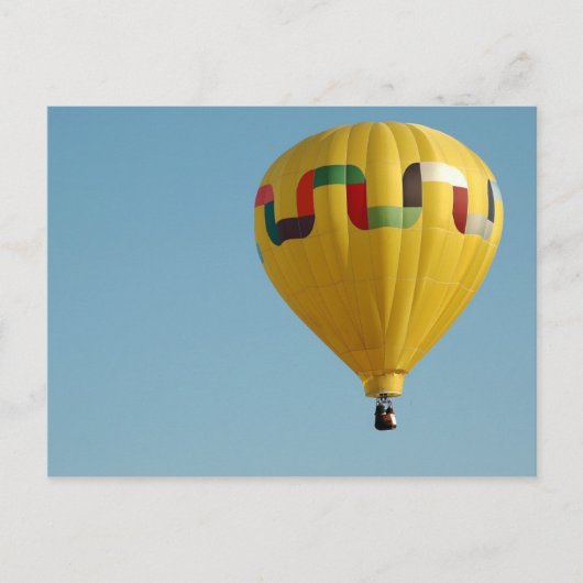  Briefkaart met gele warme luchtballon (Voorkant)