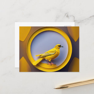 Briefkaart met Gele zwarte vogel