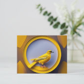 Briefkaart met Gele zwarte vogel (Staand voorkant)