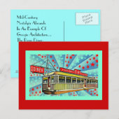 Briefkaart met gestyliseerde Retro Googie Mid-Cent (Voorkant / Achterkant)