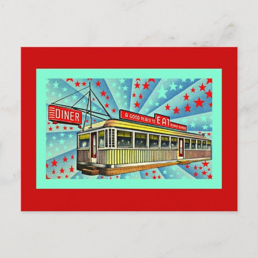 Briefkaart met gestyliseerde Retro Googie Mid-Cent (Voorkant)