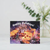 Briefkaart met Gold Bow-kerstfeestdag (Staand voorkant)