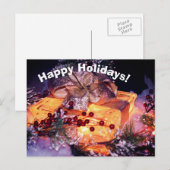 Briefkaart met Gold Bow-kerstfeestdag (Voorkant / Achterkant)