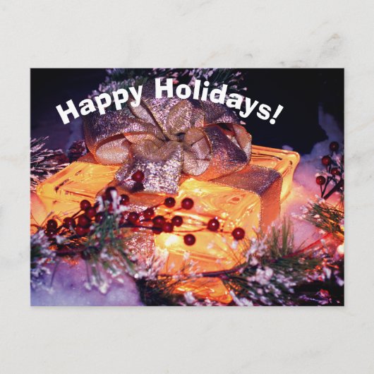 Briefkaart met Gold Bow-kerstfeestdag (Voorkant)