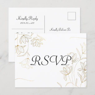 Briefkaart met Gold Flower RSVP-kaart