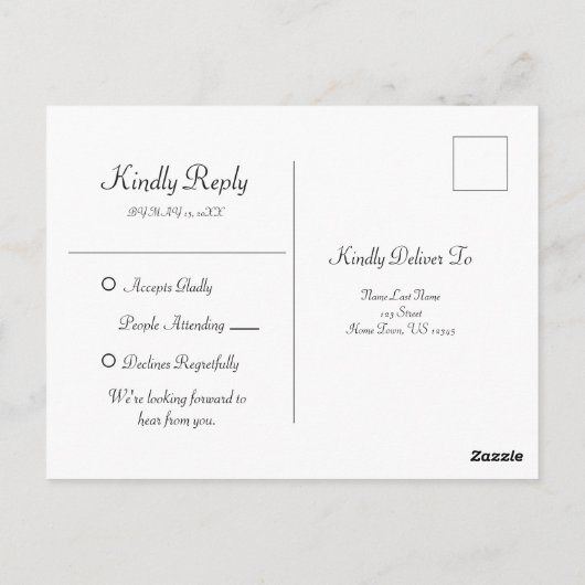 Briefkaart met Gold Flower RSVP-kaart (Achterkant)