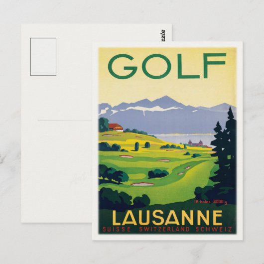 Briefkaart met  Golf-Poster afdrukken (Voorkant / Achterkant)