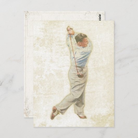 Briefkaart met Golfspeler (Voorkant / Achterkant)
