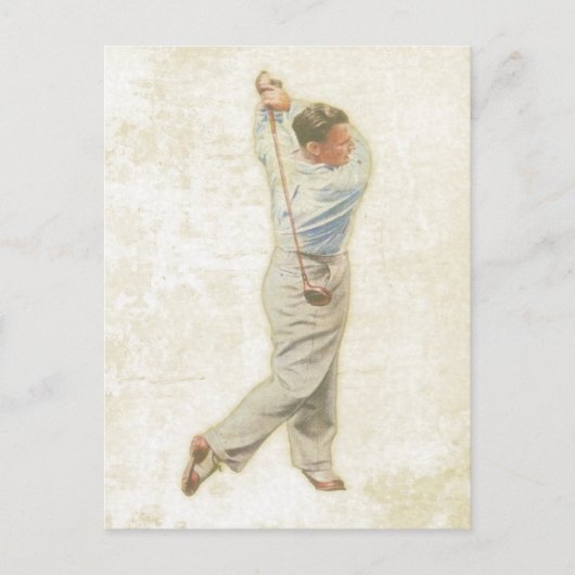 Briefkaart met Golfspeler (Voorkant)