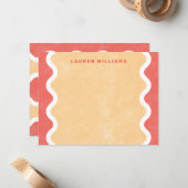 Briefkaart met golvende lijnen - Rood (Voorkant / Achterkant in situ)