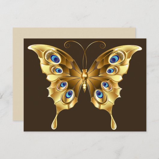 briefkaart met goudvlinder (Voorkant / Achterkant)